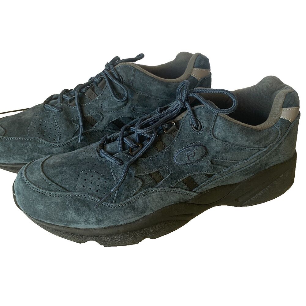Propet Men's Stability Walker Blue Leather Denim Lace Up Walking Shoe Size 10.5
